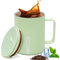CEWROM Taza de café para llevar, 400 ml, doble pared, térmica, taza de café, taza de café y té de acero inoxidable, taza térmica con asa y tapa deslizante, perfecta para el hogar y la oficina