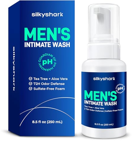 SilkyShark Mens Intimate Wash (8.5 Fl Oz), Mens Body Wash, PH Balanced Body Washes, Men’s Hygiene Essentials for Eliminates Bodily Odors, Intimate Washes for Soothes, Refreshes & Maintains Hygiene