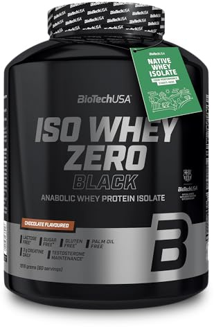 BioTechUSA Iso Whey Zero Black | with Creatine, Zinc, Vitamin B3 & Amino Acids | 90% Protein | Sugar-Free, Lactose-Free, Gluten-Free, 1816 g, Chocolate