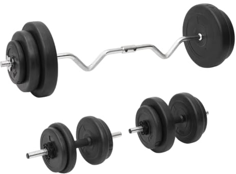 Générique Ensemble d'haltères et de Barre ondulée avec plaques 60 kg,Équipements Sportifs,Entraînement & Fitness,Haltérophilie,Poids Libres,60.75 KG,3145026