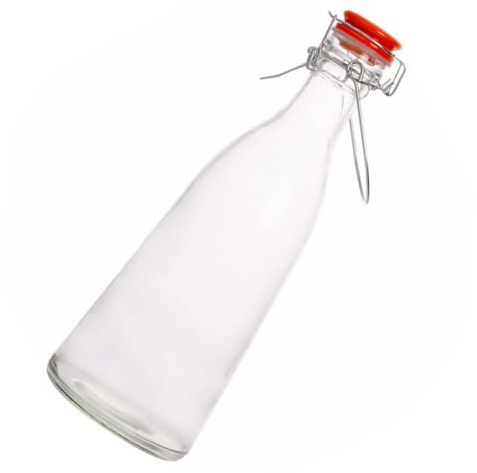 Hoement Botella de Vidrio Swing con Cierre Hermético Tapa de Garrafa con Grifo Almacenamiento de Líquidos para Agua Vino y Jugos Transparente