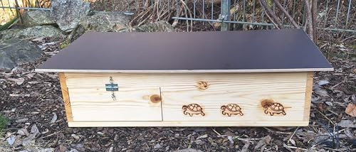 Woid Herz Maison pour tortue de qualité supérieure (SH9) en bois massif de 20 mm - Résistante aux intempéries avec fond et porte - Ventilation réglable - Enclos pour tortues - Enclos pour tortues