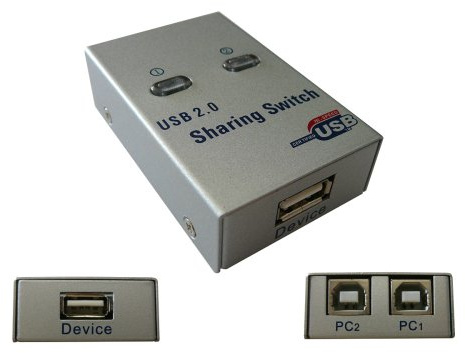 KALEA-INFORMATIQUE Boitier de partage USB 2.0 AUTOMATIQUE type switch 2 ports avec contrôle à distance. Boitier métal