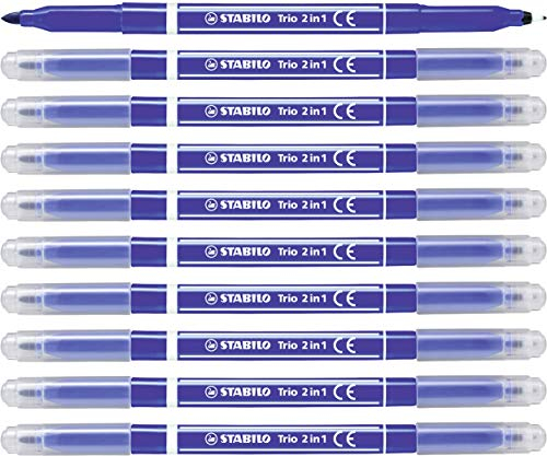 STABILO - Filzstift und Fineliner - Trio 2 in 1-10er Pack - blau