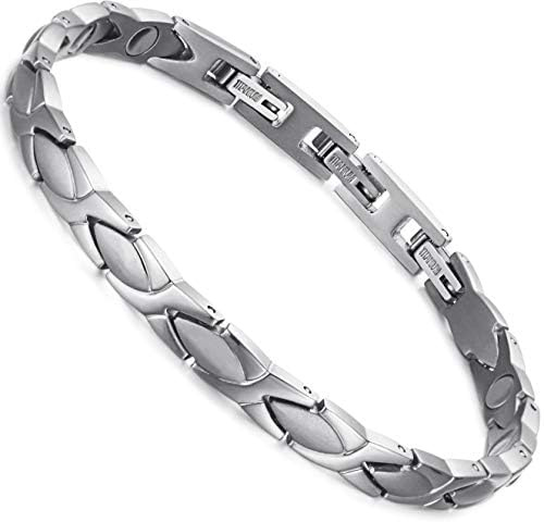 RainSo Silver Pure Titanium Magnetic Bracelet for Women Super Light Magnetic Bracelet with Adjustable 3 Smart Buckle with Gift Box