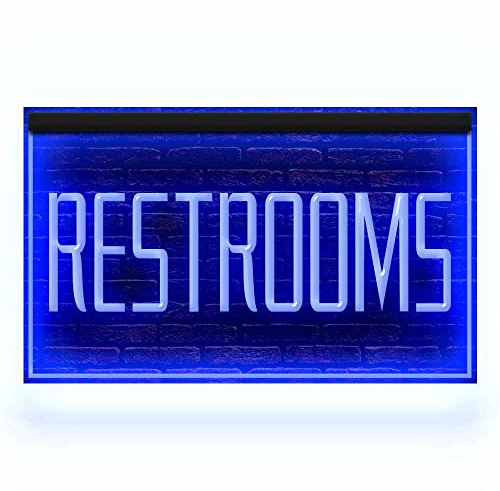 120015 Toilet Restrooms Washroom Lounge Bathroom For Restaurant Cafe Shop Mall Bar Display LED Light Neon Sign (12 X 8, Blue)
