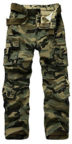 Jessie Kidden Pantalones de trabajo de combate de algodón suelto para hombre, con 8 bolsillos, pantalones casuales B-camuflaje 29