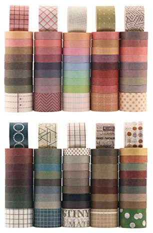 100 Rollen Farbenfrohe Washi Tape Set, NOGAMOGA Einfarbig Masking Tape Klebeband, 10mm/25mm Breite Schreibbar Dekoratives Klebebänder für Scrapbooking, Bullet Journaling, Planer, DIY und Karten