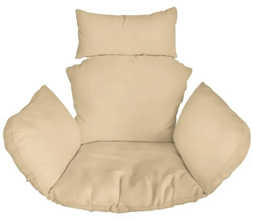 Ferocity Cuscino per sedia amaca, Sedia in Rattan Cuscino, Dondolo Sospesa, Cuscino per sedia con cuscino per la testa di, rivestimento rimovibile, con lacci attaccati, Beige [114]