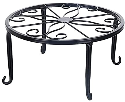 Yeehliny Metall-Pflanzenständer, Blumentopfhalter, Kunst-Topfhalter, Schmiedeeisen, Blumenhocker Blumentopfständer, Flowerpot Basis für Innen-Balkon Outdoor Garten (1PC-Schwarz)