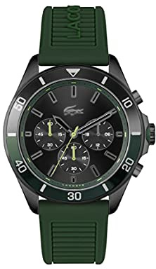 Lacoste Chronograph Quarz Uhr für Herren Kollektion TIEBREAKER mit Grünes Silikonarmband - 2011153