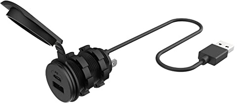 Scosche CPPDRLK-SP PowerVolt 27W Dash Port USB PD 3.0 Type-C Car Charger Compatible w/ Apple CarPlay & Android Auto Passthrough with USB-A to USB-C Adapter, Charger Socket for Car, Truck, Motorcycle