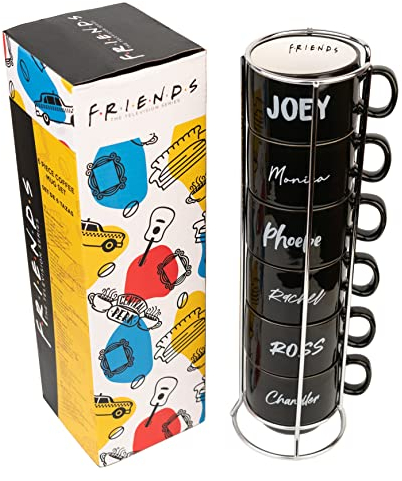 Grupo Erik - Lot de 6 Tasses Empilables à Café originale, avec Support, Tasses expresso, tasse à café design, mug friends STAZ001