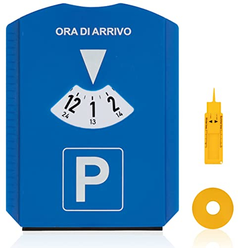 pubblimania Disco Orario Multifunzione 5 in 1: raschiaghiaccio, spatola Gomma, gettone Carrello e Misura battistrada (Italia)