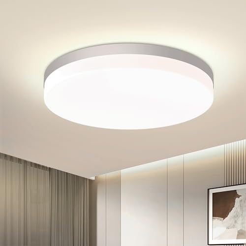 EASY EAGLE LED Deckenleuchte Flach, Rund Deckenlampe 4000k neutralweiß 36W 3600LM, Modern Badezimmer Lampe Badlampe Decke Küchenlampe für Bad Flur Schlafzimmer Balkon Wohnzimmer Küche Keller Ø23cm