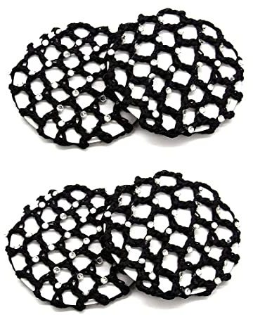 KZTHA 4 pezzi Retina per Capelli Chignon Retina per Capelli Chignon Bambina con Perline Retine per Capelli Per Hotel Infermiera Assistente di Volo Balletto