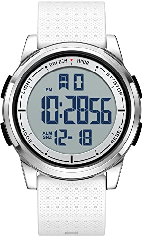 GOLDEN HOUR Relojes Digitales Impermeables Deportivos Ultrafinos para Hombre con Pantalla Gran Angular Correa de Caucho Reloj de Pulsera para Hombre Mujer