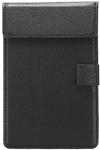 PATIKIL 7.5x4.7 A6 PU Leather Clipboard, Black Business Padfolio Organizer Binder Resume Legal Document Folder Holder Writing Pad for Office