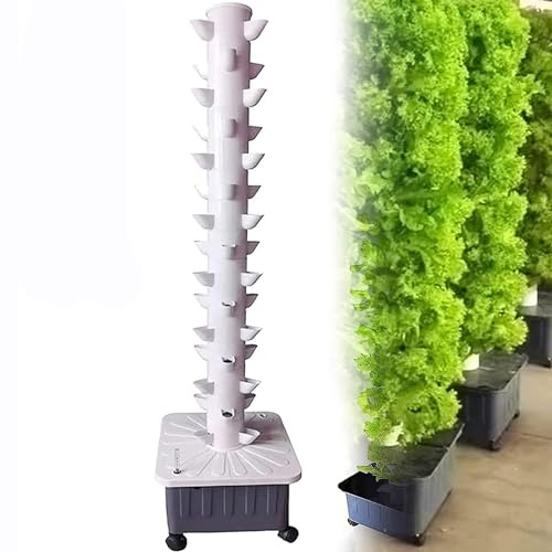 GEJLELDS Système de Plantation de Tour, système de Culture aquaponique 45 Trous, kit de Culture aéroponique pour Herbes, Fruits et légumes avec Pompe hydratante, Adaptateur, Pots en Filet