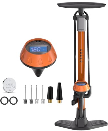 GOBKO Bike Pump Bicycle Floor Pump with Gauge, Bicycle Pumps with Presta and Schrader tire Pump multifunctional Air Pump for Road Bike MTB Sports Balls Pump High Pressure 160Psi &11Bar