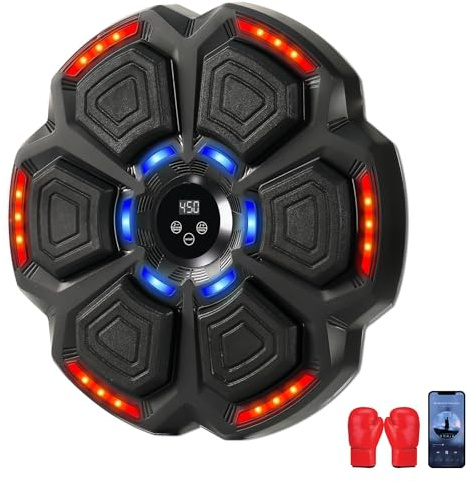 Silencomfort Music Boxing Machine, Máquina de Boxeo Musical de Pared con Bluetooth y Modo de Cuenta, 9 Modosde Velocidad, Boxeo Pared Musical con Guantes de Boxeo para Adultos y Niños Ejercicio