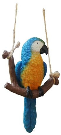 Ronyme Estatua de pájaro para jardín, Figura de Loro, decoración Colgante, Adorno en Miniatura, Escultura de Animal, Adorno para, Porche, césped, Loro Azul