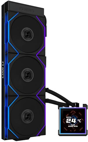 Lian Li HydroShift II LCD-S 360TL All In One CPU Cooler – 360mm Radiator, 3.4” IPS LCD Display, Integrated Tube Cabling, Magnetic Mount Pump Cap, Three UNI FAN TL Wireless RGB Fans - Black