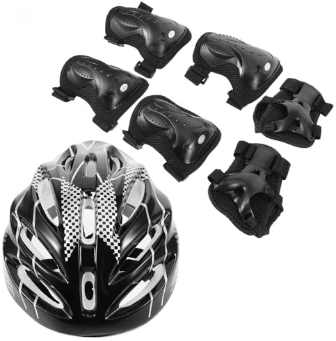 UPKOCH Ensemble de Protections Épaisses pour Skate et Roller Adulte Coudières Genouillères et Protège-Mains en Plastique Solide et Coton Équipement de Protection Confortable et