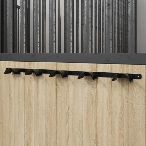GeenYuu Porte-Bride en Fer Noir thermolaqué pour 5 Brides, 98,5 x 6,5 x 4 cm, Rangement sellerie écurie, Support Robuste pour Licol, Longe, rênes, Mors, Sangle