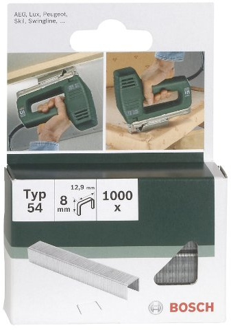 Bosch Accessories 2609255839 Set de 1000 agrafes à fil plat Type 54 Largeur 12,9 mm Epaisseur 1,25 mm Longueur 6 mm
