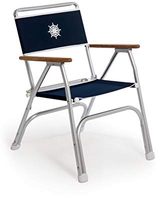 FORMA MARINE Boat Chair Navy Blue Deck Folding Marine Aluminum Teak Furniture M100NB