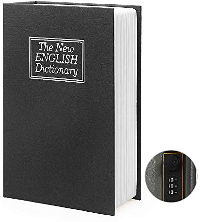 Large Diversion Book Safe Storage Box (Size 10.5×8×2.6) With Security Combination Lock, Dictionary Secret Hidden Safe (Black Dictionary-Combination)