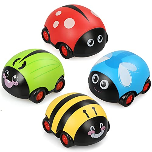 LEADSTAR Aufziehauto, 4 Stück Spielzeugauto Set Baby Auto Spielzeug Fahrzeuge Reibung Zurückziehen Spielzeugautos Autos Kinderspielzeug Strumpffüller für Jungen Mädchen Kinder ab 1 2 3 Jahre