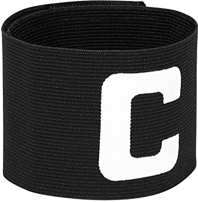BESPORTBLE Adjustable Soccer Captain Armband for Youth Kids - Elastic Nylon Football Arm Band with Anti-Drop Design, Black Team Sports Accessory for Soccer, Rugby, Basketball
