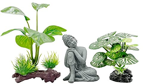 Fish Tank Decorations Aquarium Decoration Small Ornaments Accessories Betta Fish Rest Leaf Buddha (B-set)