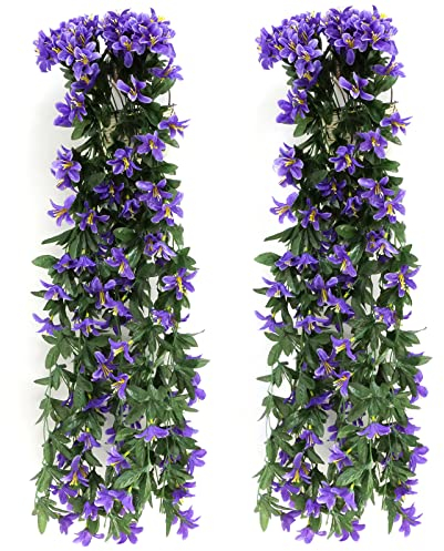 WakiHong 2 Stücke Hängepflanze Künstlich Kunstblumen Hängend Kunstpflanzen Hängend,für Hauswand Drinnen und Draußen Garten Hochzeit Balkon Korbdekoration