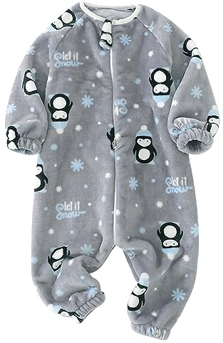 Happy Cherry Sac de Couchage Bébé Fille Garçon Manches Longues Gigoteuses Pyjama Flanelle Douce Chaude Combinaisons Barboteuses Grenouillères pour Enfants 1-2 Ans