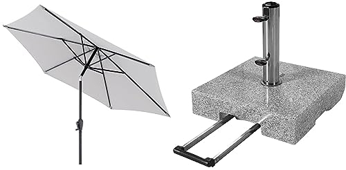 Doppler Sonnenschirm Jack 250 Hellgrau Granit-Sonnenschirmständer mit Ausziehgriff 45kg