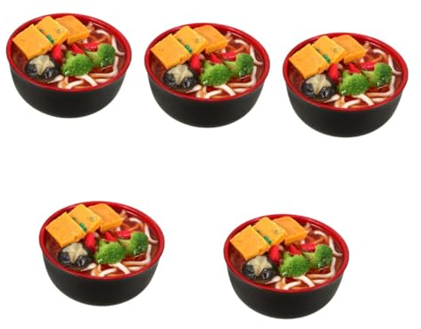 ibasenice 5stücke Miniatur Nudelmodell Aus Kunststoffen Realistisches Dekorationsstück Für Miniaturhäuser Und Kreative Spielwelten Große Nachbildung Von Japanischen Ramen Mit