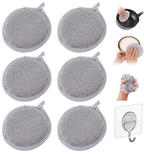 Hsyadazi 6 paños multiusos de alambre, resistentes a los arañazos, con un gancho de acero inoxidable, reutilizables, paños de limpieza para cocina, vajilla