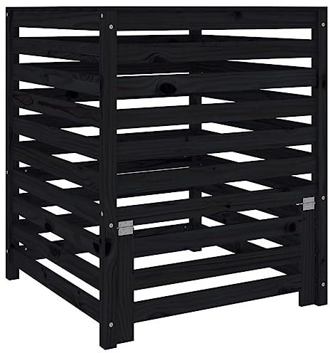 Compostador negro 82,5 x 82,5 x 99,5 cm madera maciza de pino, 823819