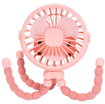 Asyduey Mini Ventilatore Silenzioso Portatile Rosa Ricaricabile Tramite USB A 3 velocità Regolabile con Funzione di Illuminazione per Passeggino Seggiolino Auto