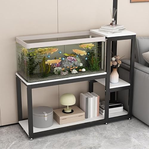 2 Tier Fish Tank Stand with Shelves, Heavy Duty Metal Aquarium Stand Base Display Rack, Large Capacity Turtle Reptile Terrariums Stand Breeder Tank Stand, for Fish Tank Accessories Storage