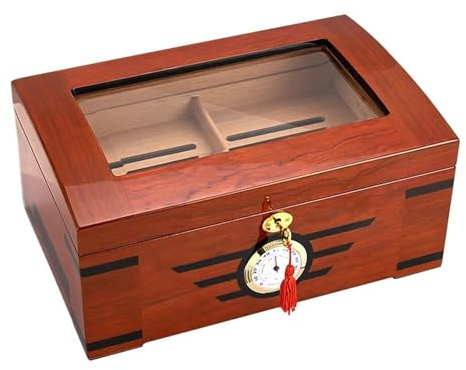 portatile da viaggio Humidor for sigari di lusso con umidificatore igrometro Humidor in legno di cedro Scatola for sigari a 2 strati Stoage 80 pezzi Humidor con prospettiva finestra scatola da viaggio