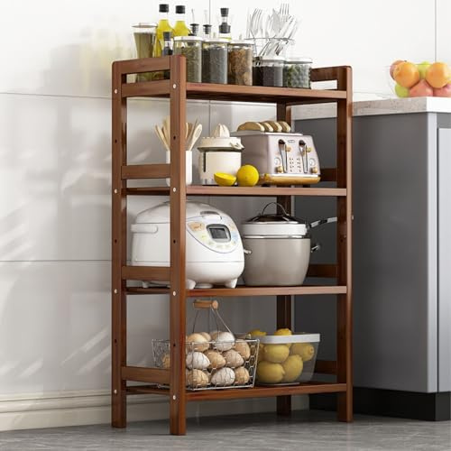 Wooden Kitchen Storage Shelf - Adjustable & Removable Etagere with Side Ra 35x25x100cm Space-Saving for Home & Pantry Wooden Construction