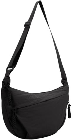 Runmeihe Cross Body Crescent Bag for Women with Multi Pockets, Big Adjustable Strap Crossbody Dumpling Bag for Travel (Black)