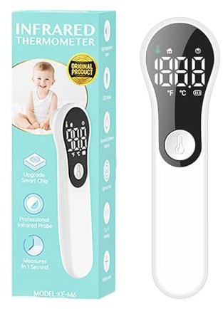 FONCBIEN Termometro Digital Frente, Termómetro Infrarrojo sin Contacto Médico Termometros con Pantalla LCD, Alarma de Fiebre, ℃ y ℉ Conmutable, Temperatura de Lectura Instantánea