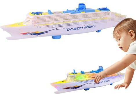 Senermter De Barc De Carga Eléctrico Con Luces LED Y Sonido | Barc De Crucero Colorido Para Niños De 3 A 12 Años | Interactivo Para Desarrollo
