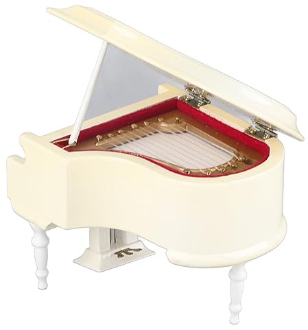 Irfora Replica di Pianoforte in Miniatura in Legno con Panca e , Modello di Strumento Artigianale, Ornamento Regalo Musicale