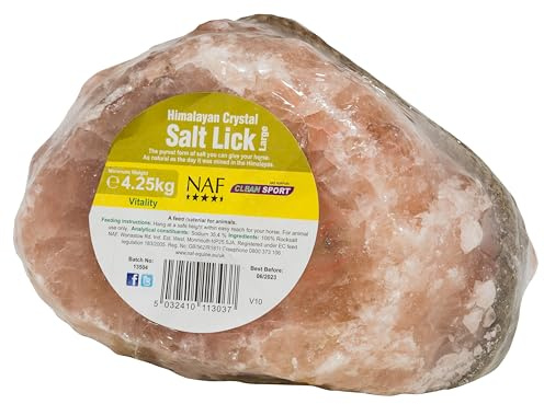 NAF Himalayan Salt Lick Large – 100% Natural Rock Salt Lick for Horses – Rich in Essential Minerals & Electrolytes – Weatherproof & Long-Lasting – With Rope for Hanging in Stable or Field
